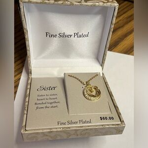 Necklace 17 1/2” silver plated gold tone encircled heart - jewelry